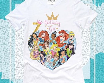 Camiseta de cumpleanos de princesa camisa de cumpleanos de princesa de Disney camisa personalizada de toda princesa camisa de cumpleanos de toda