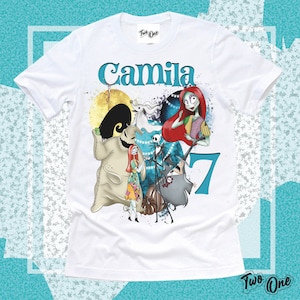 Camiseta de cumpleaños de Jack Skellington, camiseta personalizada de Jack y Sally, camiseta Jack, camiseta de cumpleaños de Jack, cumpleaños personalizado de Jack y Sally