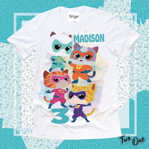 Hero Kitties Camisa personalizada, Camisa de Super cats, Camisa de cumpleaños de Super kitties, Camisa personalizada para niños, Super kitties saltan Camisa personalizada