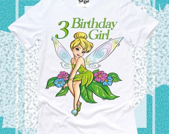 Tinker Bell Shirt,Princess Birthday Piter Pan Shirt,Birthday Girl Tinker Bell,Tinker Bell Party Shirt, Personalize Tinkerbell Birthday Shirt