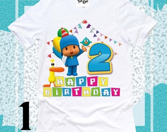 Kit 3 Playeras Pocoyo Cumpleaños Personalizadas #v17