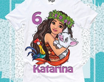 Spersonalizowana koszulka urodzinowa Moana, spersonalizowany T-shirt