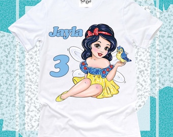 Camisa de cumpleanos blanca como la nieve camisa blanca como la nieve camisa de princesa de cumpleanos camisetas de cumpleanos personalizadas de