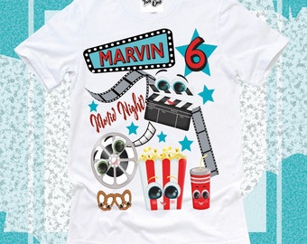 Personalized Movie Night Birthday Shirt for Kids