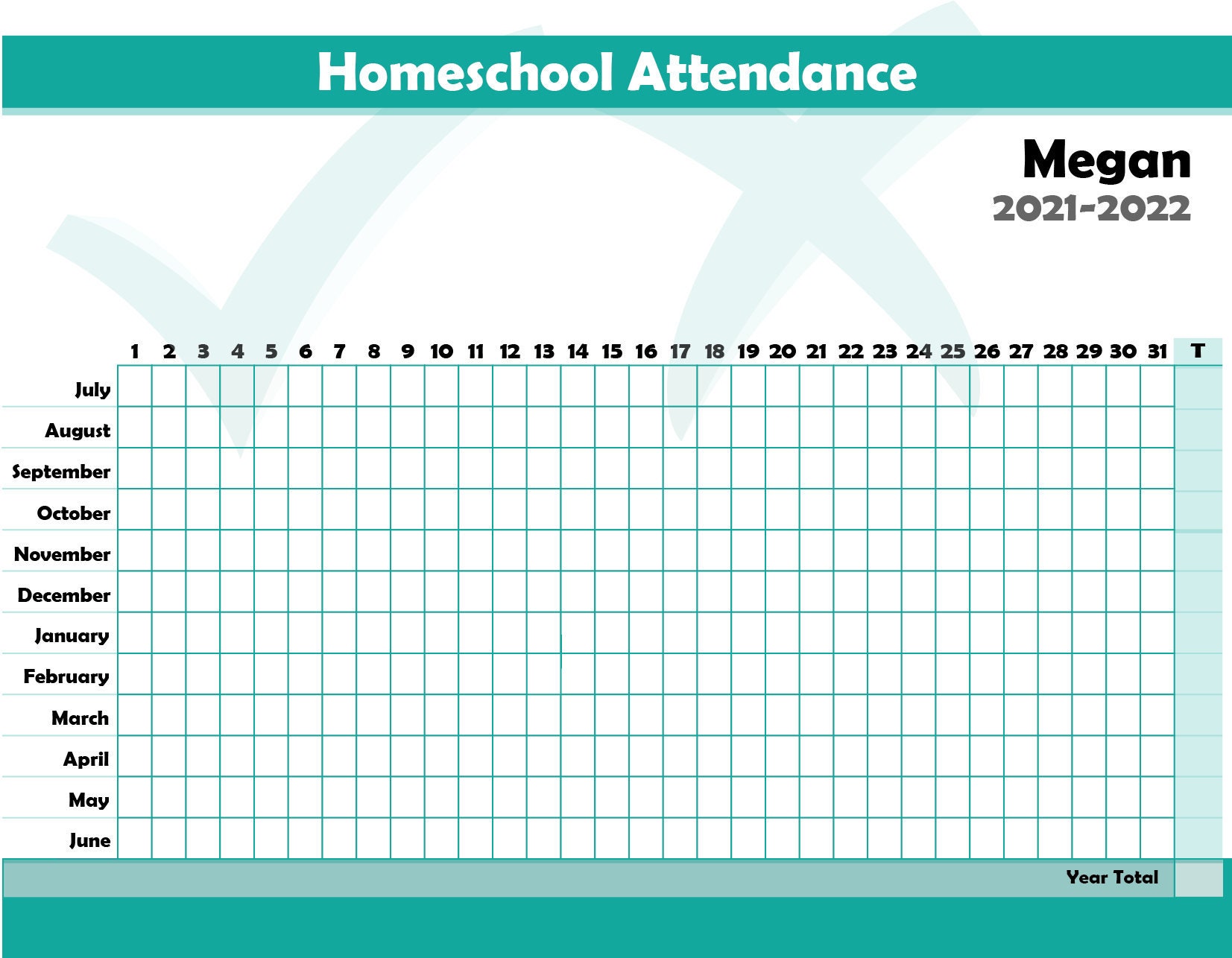 Home School Attendance Form | Etsy