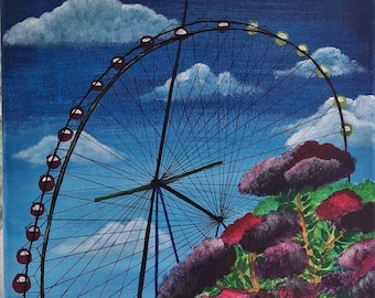 London Eye au printemps, peinture acrylique sur toile (Original)