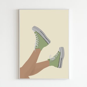 Salbei grün Converse Kunstdruck, druckbare Dekor Kunst, Converse High Tops Schuhe