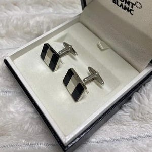 New Montblanc Cufflinks Silver 925 classic With Box Vintage Rare