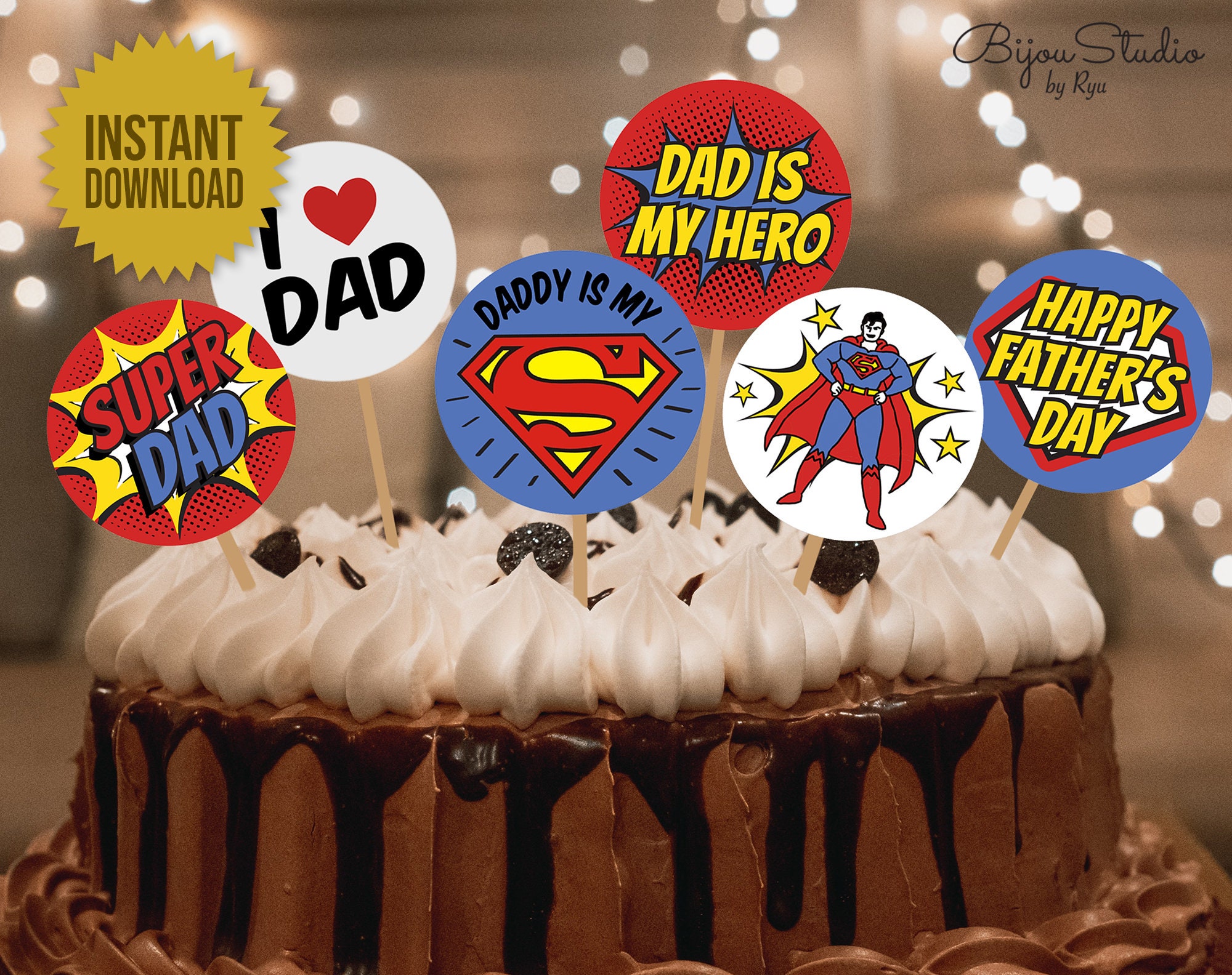 Printable Super Dad Cake Topper Happy Fathers Day Topper Etsy UK Printable Super Dad Cake Topper Happy Fathers Day Topper Etsy UK