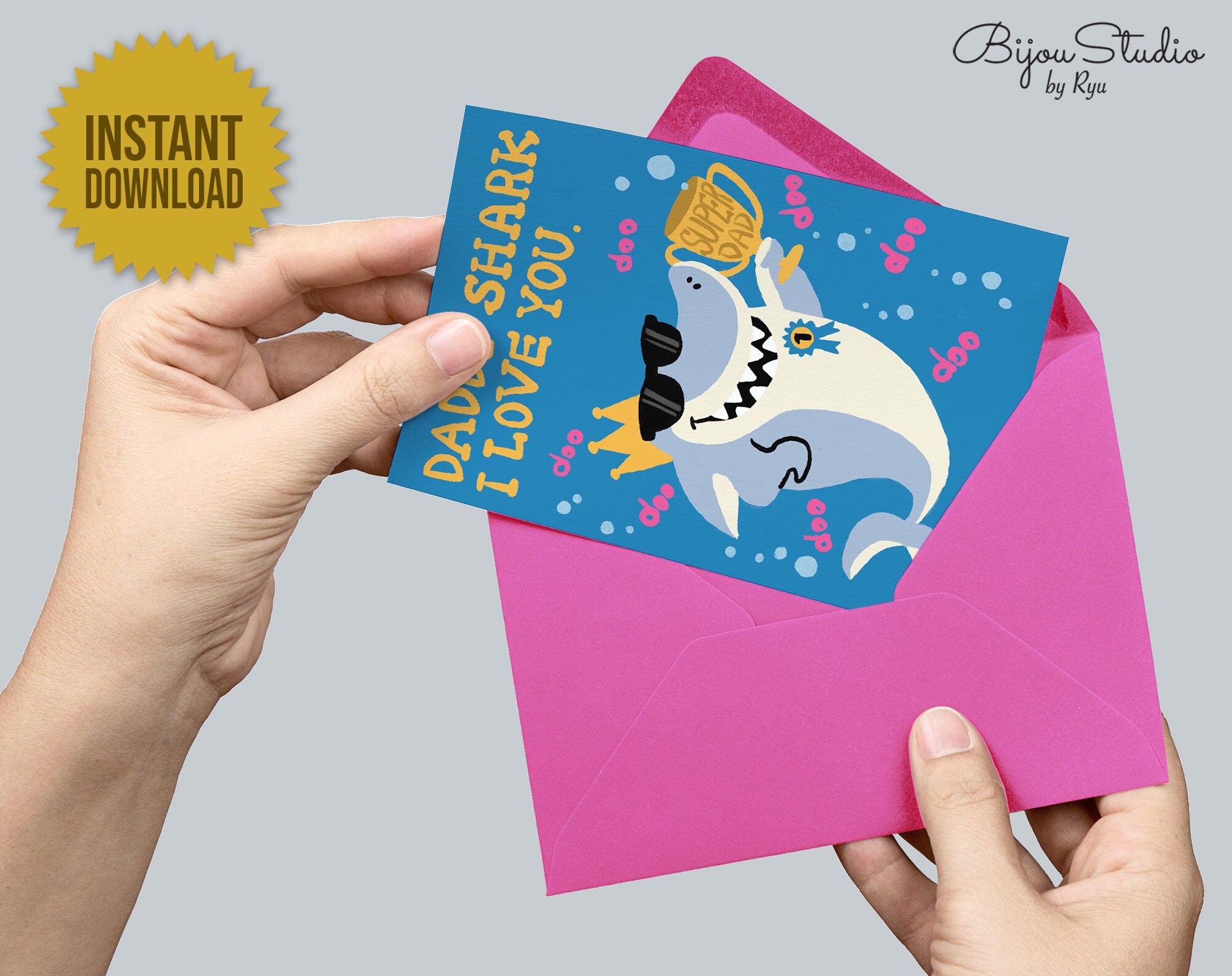 Printable Daddy Shark Card First 1st Fathers Day Card Baby - Etsy