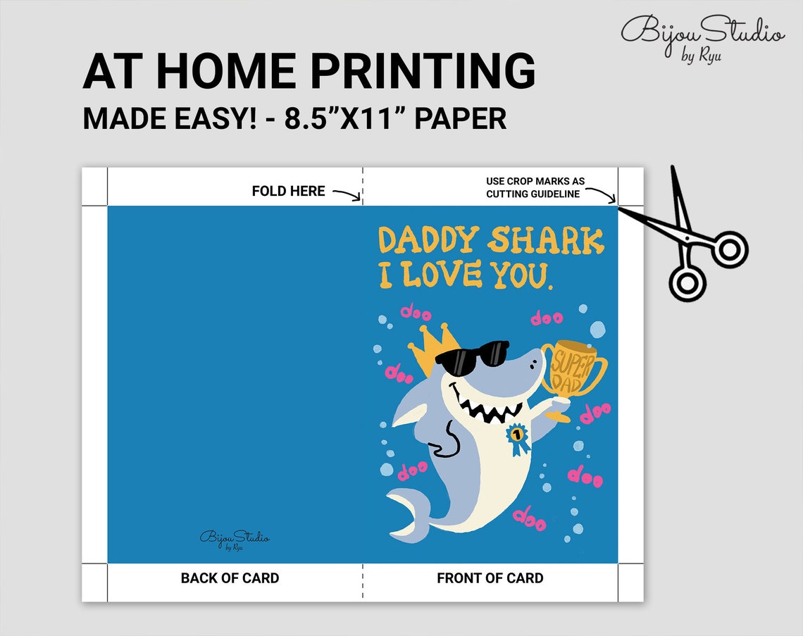 Printable Daddy Shark Card First 1st Fathers Day Card Baby - Etsy