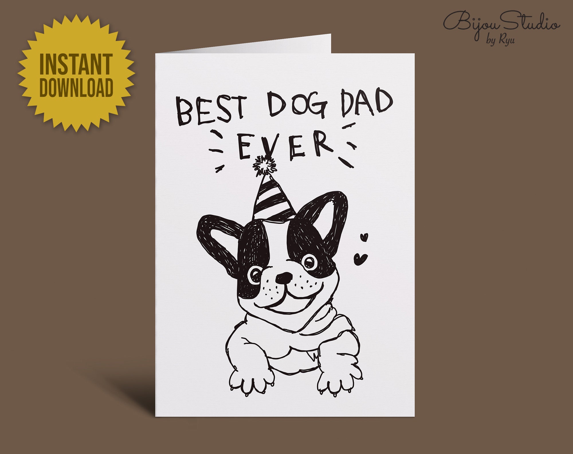 Printable Best Dog Dad Card Best Dog Dad Ever Card for Dog Etsy 日本