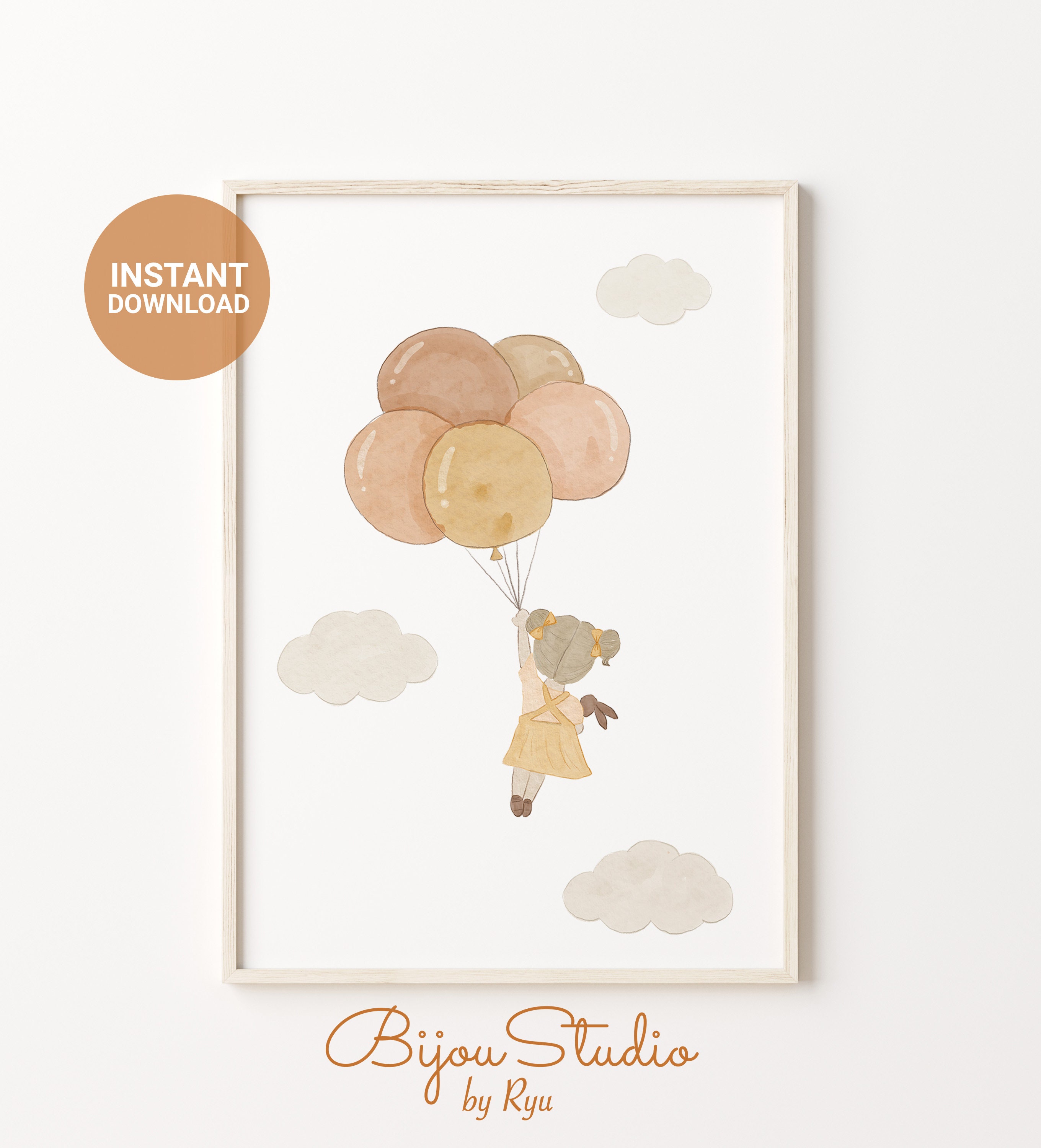 Ballon Boho Nursery Printable Wall Art Neutral Girl Wall Art - Etsy