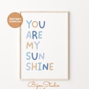 Printable Art You Are My Sunshine Quotes Poster Sign Blue - Etsy