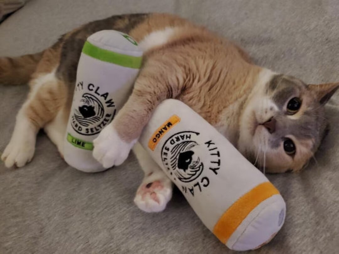 Kittyclaw 2x Organic Catnip Infused Cat Toy Kicker Kitten Baby Fun Whiteclaw Embroidered Etsy