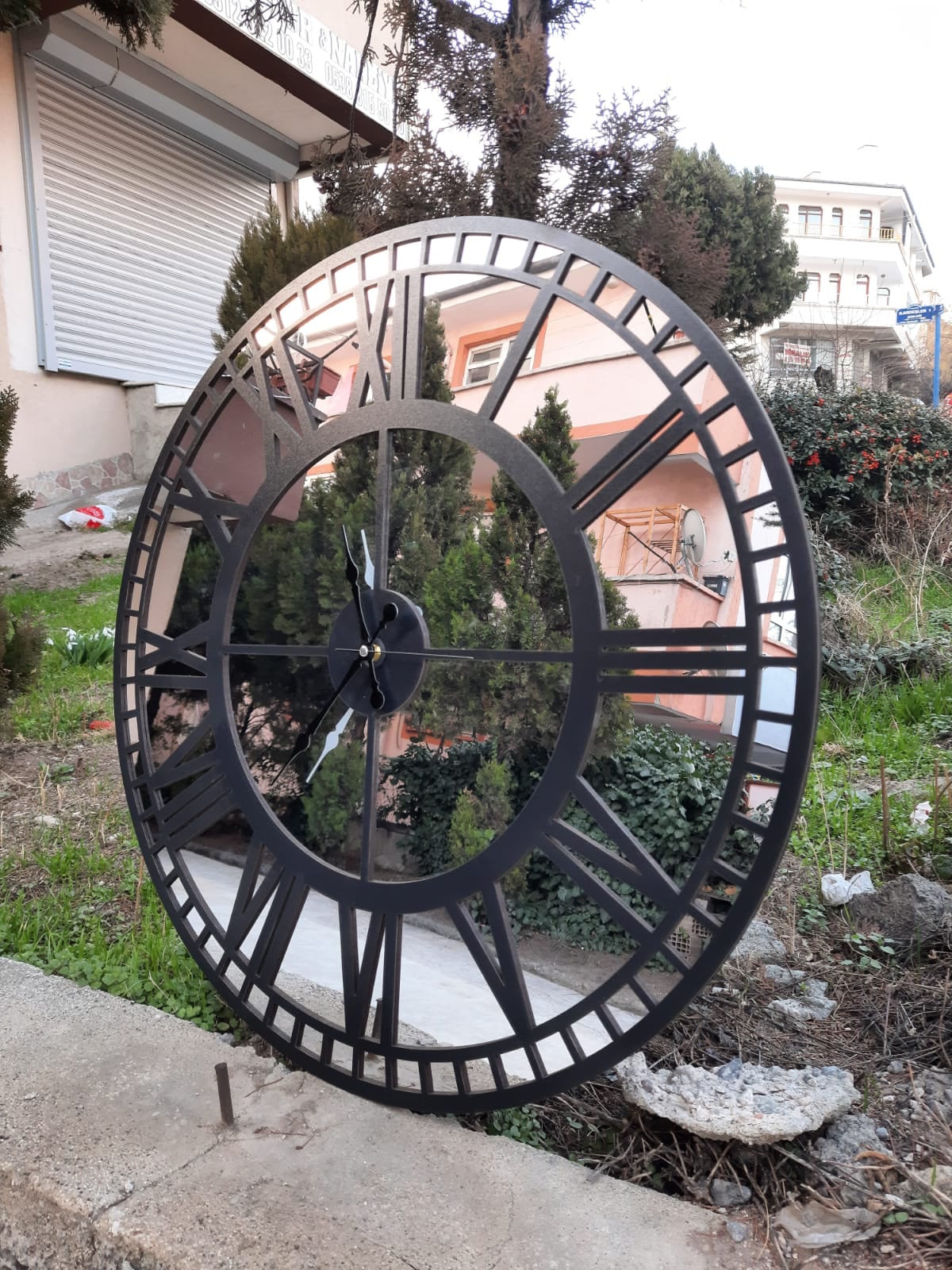 Real Mirror Wall Clock Extra Large Wall Clock Black Color Etsy