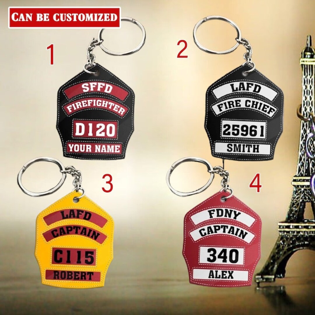Firefighter Helmet Front Shield Personalized Acrylic Keychain Etsy