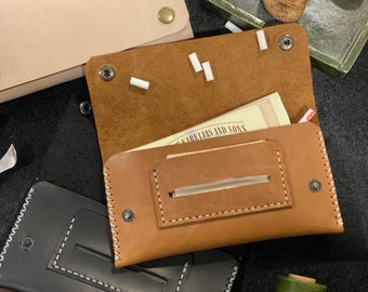 Tobacco Pouch  Leather Tobacco Case Personalized Cigarette Bag , Handmade Minimalist Design Premium Gift For Smokers , Rolling Tobacco Pouch