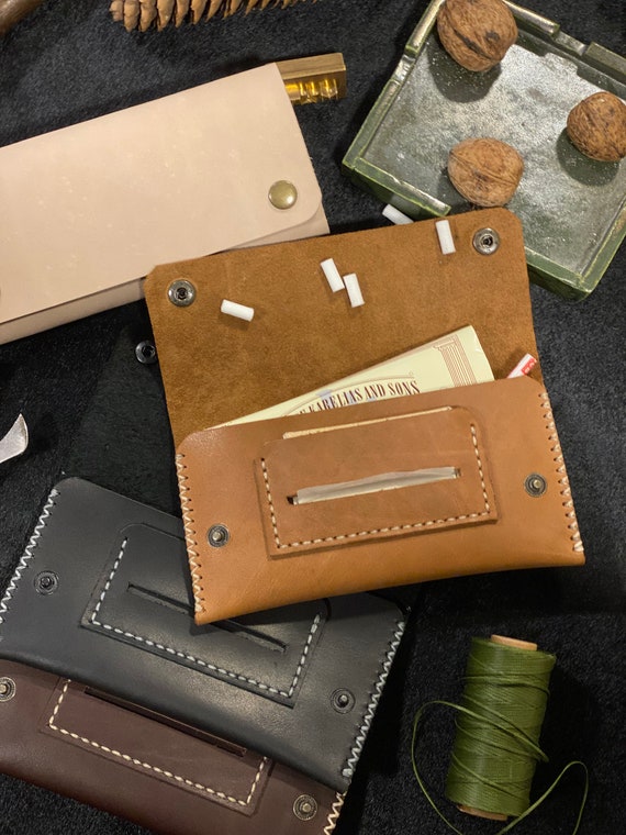 Tobacco Pouch Leather Tobacco Case Personalized Cigarette Bag Handmade  Minimalist Design Premium Gift For Smokers Rolling Tobacco Pouch
