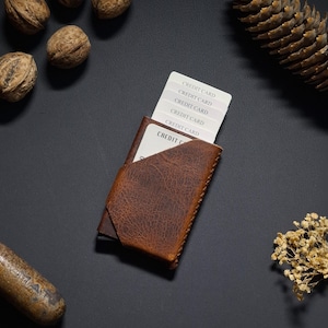 Automatic Cardholder Leather Pop-Up Card Holder: Handmade RFID Wallet
