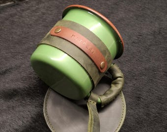 Gepersonaliseerde koffiemok, leren emaille mok, campingmok, verjaardagscadeau, reismok, bosmok, buitenmok, bergmok, valentijnscadeau