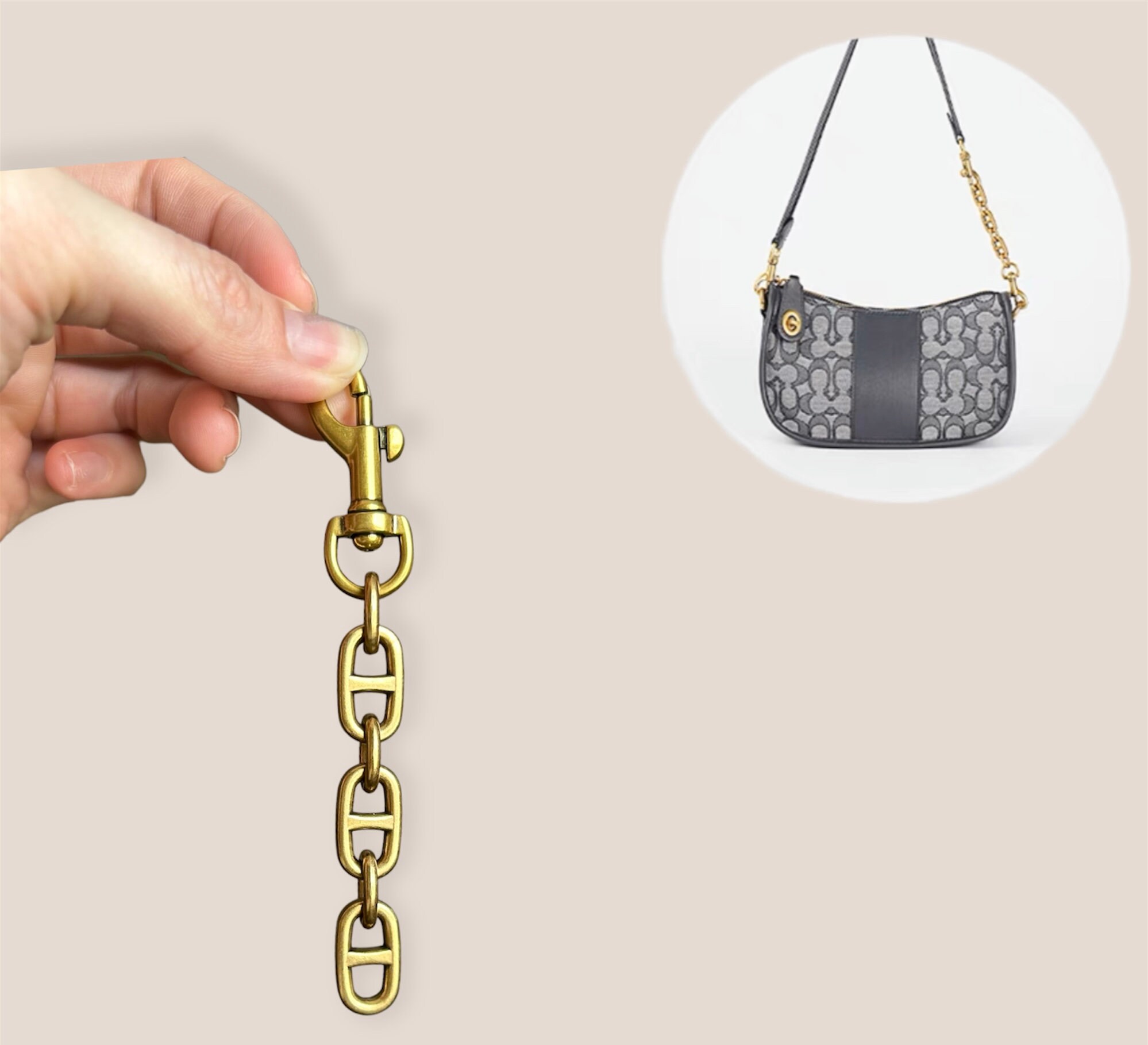 CHAIN STRAP EXTENDER, Brass Steel Diamond Cut Chain Extender, Bag, Handbag, Purse  Strap Extender Silver, Gold 