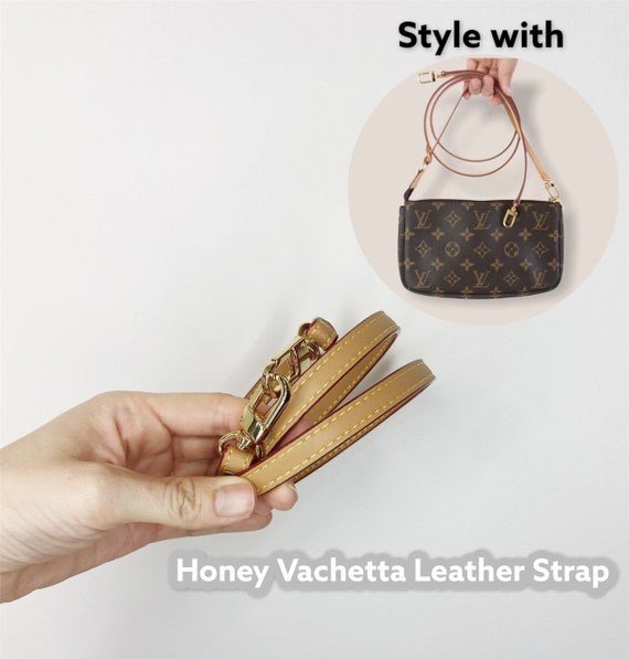 Crossbody Vachetta Leather Strap with Shoulder Pad Vintage Tan Honey Patina