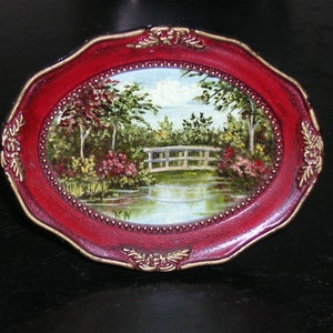 Original miniature oil painting in a oval frame by Katherine Nesrallah