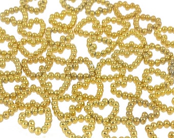 Gold or Pink Heart Charms , 50 pcs, Vintage German Beads , 12 mm