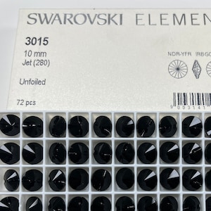 Swarovski 3015 10mm Rivoli Button in Jet Black Color - Unfoiled