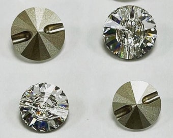 Swarovski 3015 Crystal Rivoli Button Foiled in Crystal Clear Color - Various Sizes Available