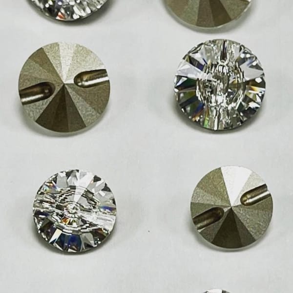 Swarovski 3015 Crystal Rivoli Button Foiled in Crystal Clear Color - Various Sizes Available