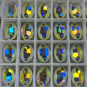 Swarovski 3210 Oval Two Hole Sew-on Rhinestones - Crystal AB - Various Sizes Available