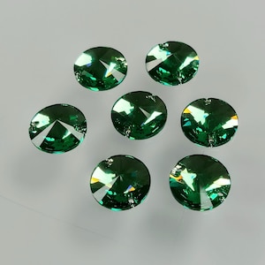 Swarovski 3200 14mm Rivoli Sew On Crystals with 2 Holes - Gold, Green, Black, Mocha Brown or Blue Colors - Packaging Options Available