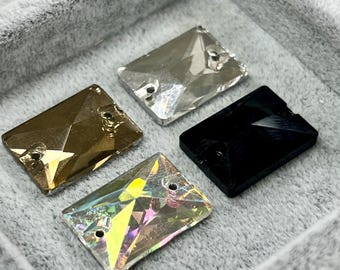 Strass rettangolari da cucire - 12 pezzi - Disponibili diverse misure e colori