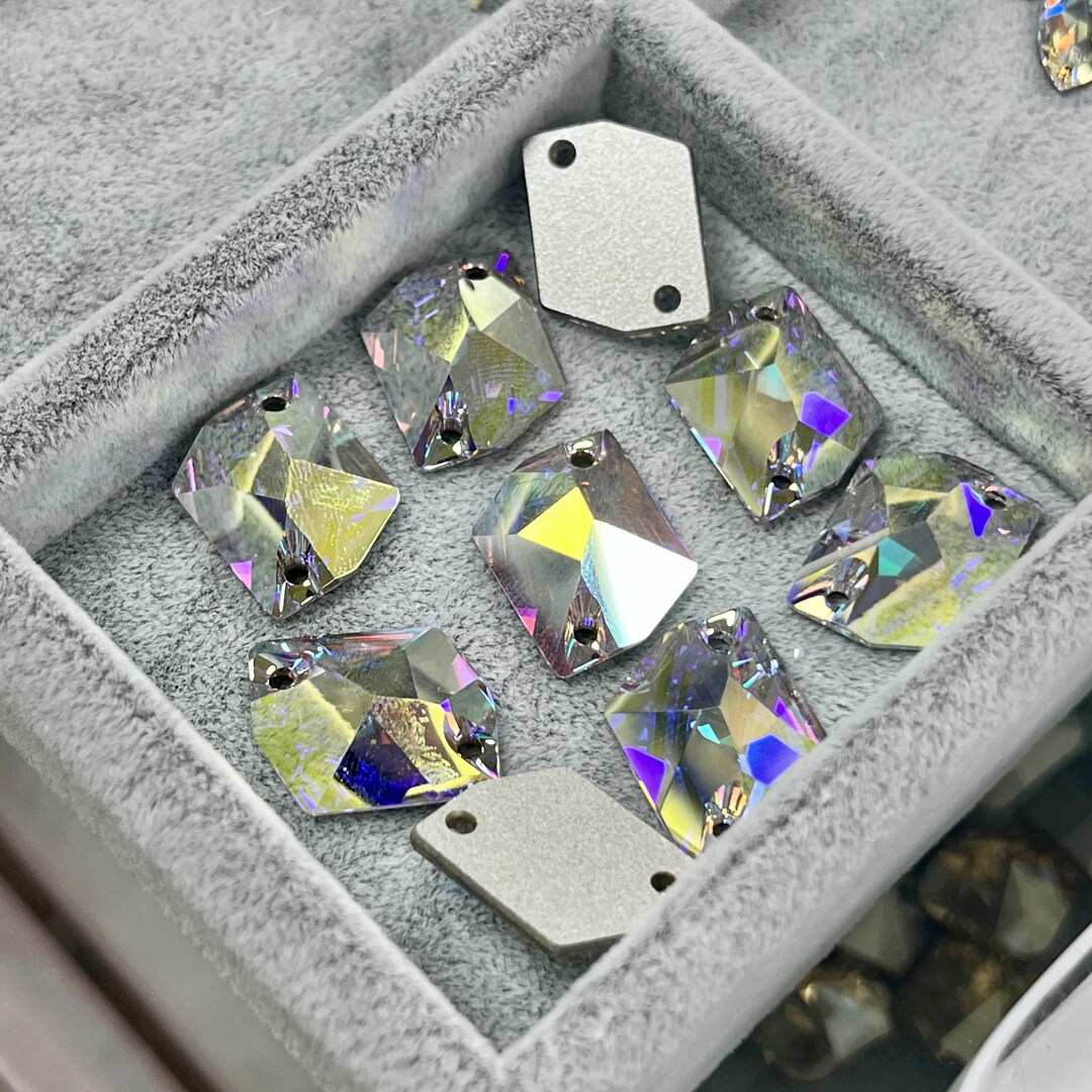 thumbnail image 2 of Sparkle Like Crazy With These Huge 26x21mm CRYSTAL AB Cosmic Swarovski Sew-On Rhinestones – 2-Piece Pack 2 of 4