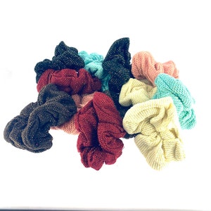 Woven Scrunchies - 12 pieces, Woven Hair Ties, Smooth Hair Scrunchies, Elastic Hair Ties, 6 Different Colors in a package