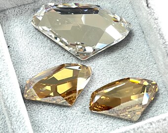 Swarovski 4756 Galactic Flatback Fancy Stone - Crystal o Crystal Golden Shadow - Diverse opzioni di misura disponibili