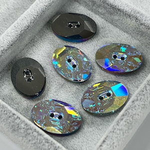 Bottone ovale in cristallo Swarovski - 20 x 14 mm, disponibili opzioni di colore lucido