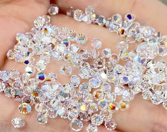 Bicone 3mm Crystal Beads: Crystal Aurora Boreale