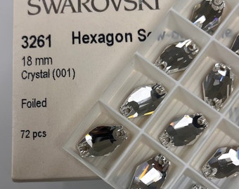 Swarovski Crystal Sew-On 3261 Hexagon 18x11mm Rhinestone
