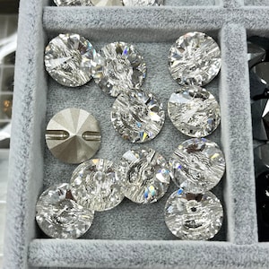 Swarovski 3015 Crystal Rivoli Button Foiled in Crystal Clear Color - Various Sizes Available