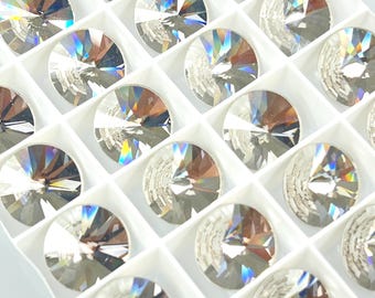 Cristallo Swarovski Rivoli Flatback da 14 mm (001) con lamina - Per incollaggio - Disponibili diverse quantità