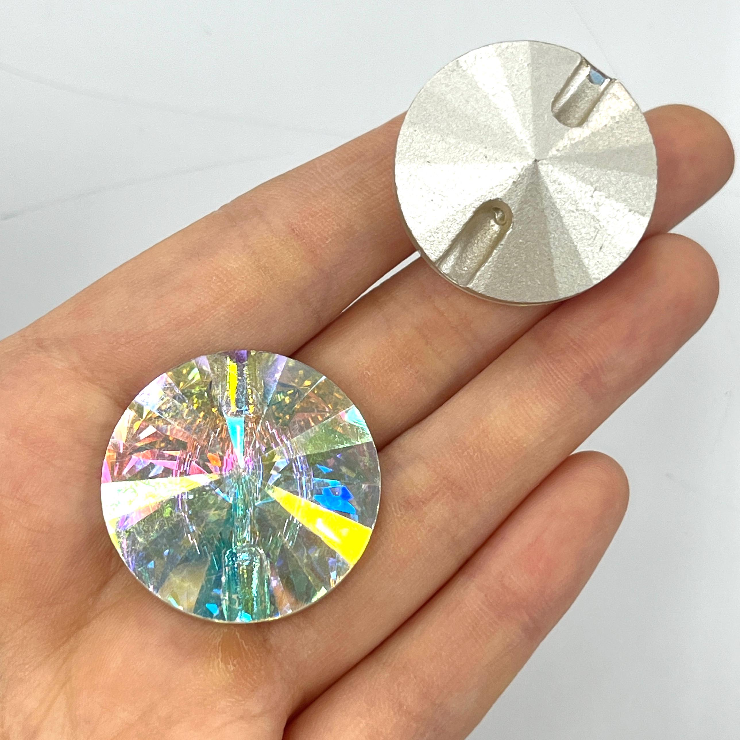 Glass Buttons 30mm Diameter Extra Large - Rivoli Cut - Color Various ...
