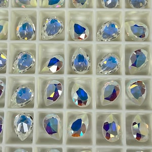 Swarovski Crystal AB Drop Stone: Unfoiled Jewelry Setting (8x6mm, 10x7mm)