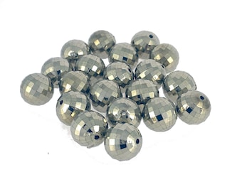 Vintage Shiny Silver Disco Ball Beads: Jewelry Making (18mm, 20pcs)