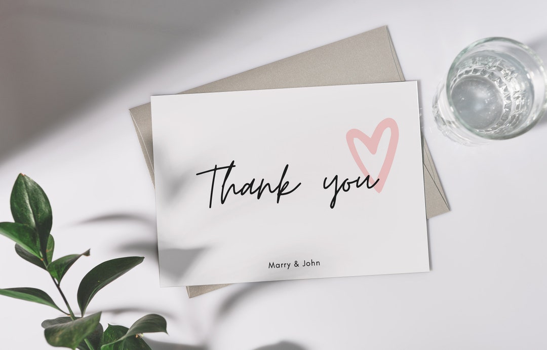 Minimalist Handwritten Thank You Flat Card, Personalized Thank You Note ...