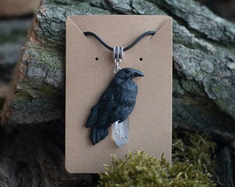 Raven necklace Crow necklace Corbeau Colgante