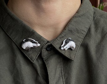 blaireau Badger pin set Dachs Badger brooch polymer clay