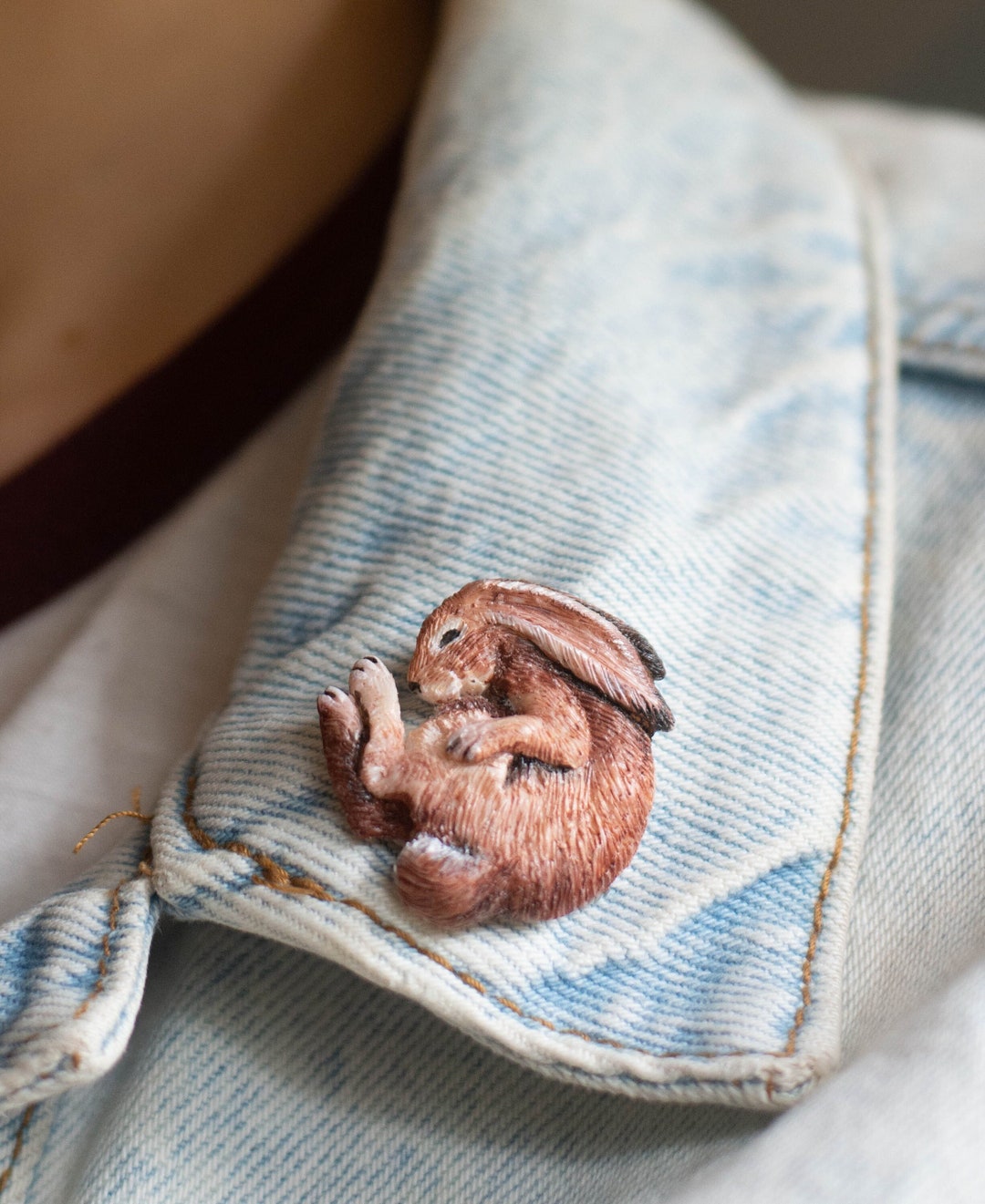 Hare Brooch Rabbit Pin Polymer Clay Broach Jackrabbit Bunny - Etsy